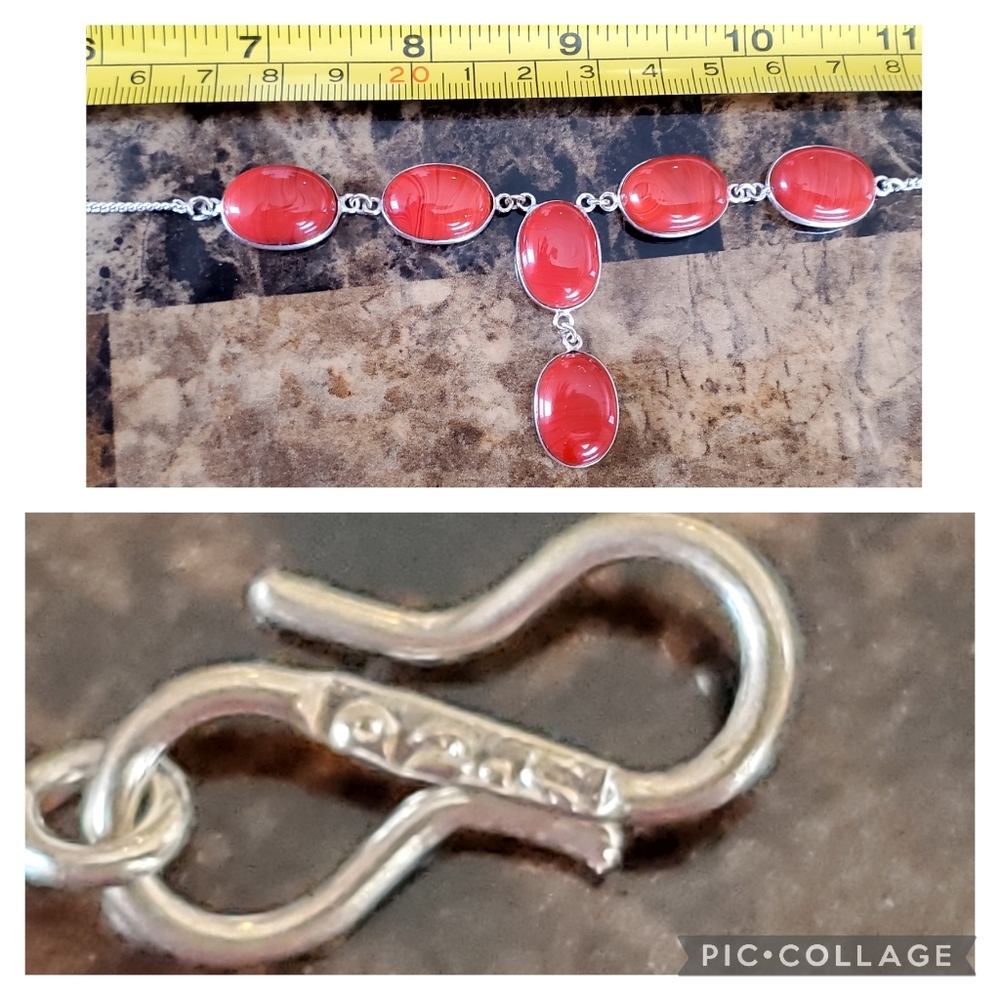 Genuine Solid Red Agate Necklace 17" - image 5